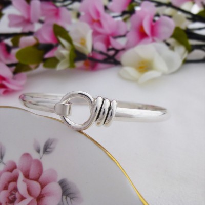 Harper silver bangles with a hook and clip, a great bangle for women Harper silver bangles with a hook and clip, a great bangle for women