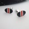 Red and Black mens silver Cufflinks
