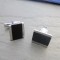 Silver and black mens cufflinks