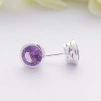 Amethyst Studs with Galleried Edge