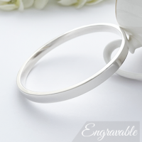 Anna Large Solid Silver Bangle - Personalised