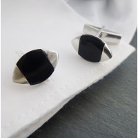 Sydney Silver Rugby Onyx Cufflinks