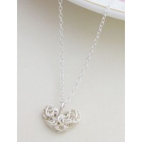 Holly Mesh Heart Silver Necklace