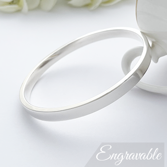 Anna bangle in a small size with personalised engraving inside and outside in solid 925 sterling silver