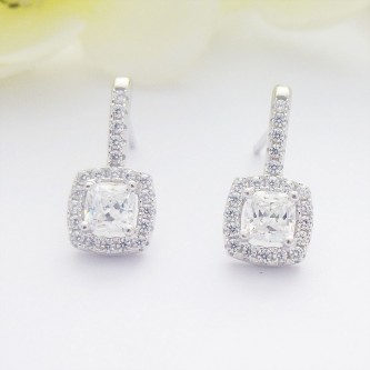 Square Cubic Zirconia Studs