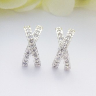 Cubic Zircona Crossover Studs