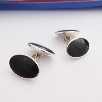 Paris Double Oval Onyx Cufflinks