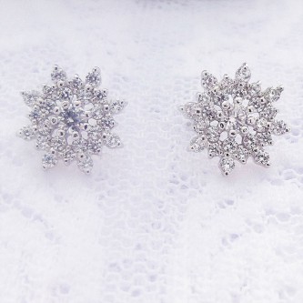 Vintage CZ Flower Studs