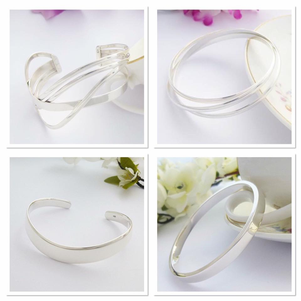 ladies silver torque bangles