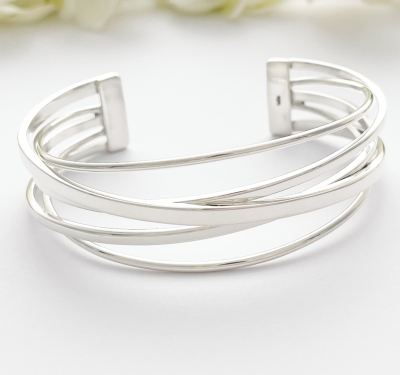 Meredith five strand ladies silver cuff best selling bangle