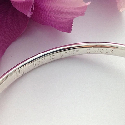 ladies engraved silver bangle